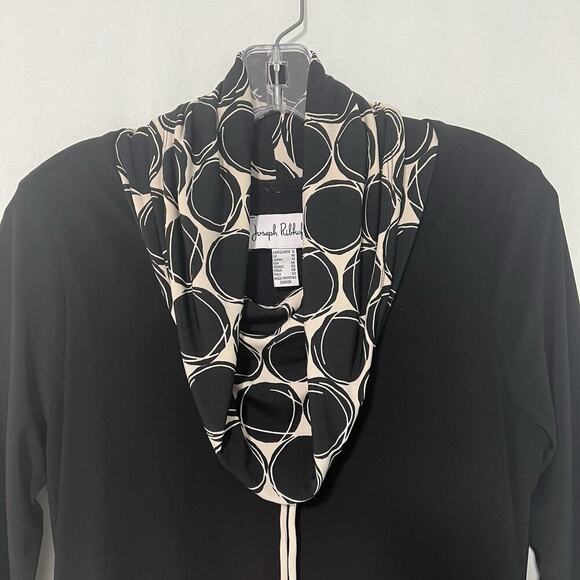Joseph Ribkoff Cowl Neck Double Layer Tunique Black/Beige Dress Size 8 Stretch - Picture 4 of 15